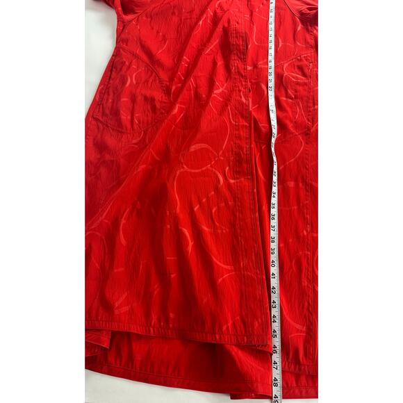 Vintage Red Rain Coat Cloak Size Medium Large Hooded Retro Chic Full Length 50s - Picture 11 of 13